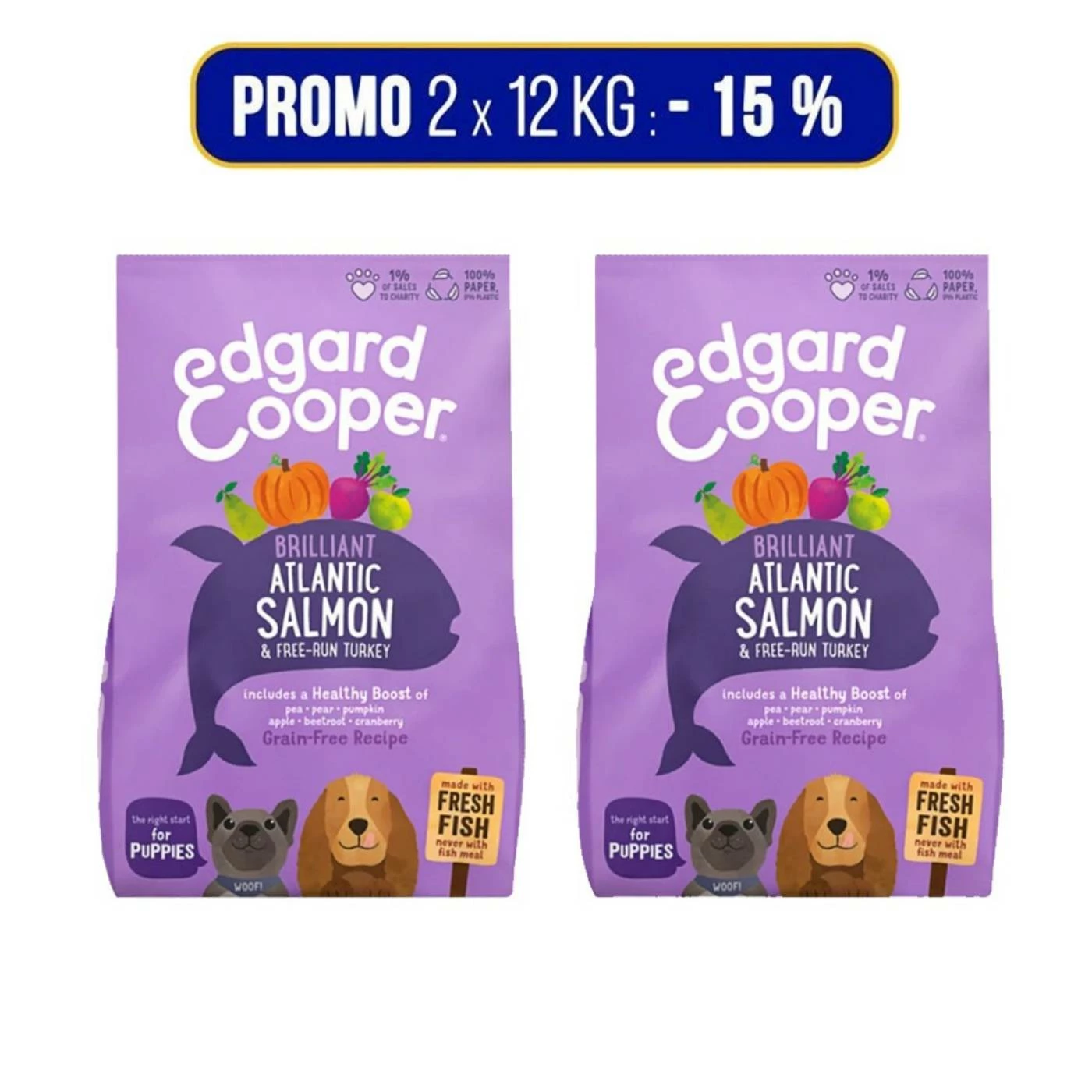 Edgard & Cooper PROMO 2x12Kg Edgard & Cooper Salmone Fresco Dell’Atlantico E Tacchino Per Cuccioli Puppy 1 Edgard & Cooper PROMO 2x12Kg Edgard & Cooper Salmone Fresco Dell’Atlantico E Tacchino Per Cuccioli Puppy