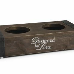 Designed By Lotte Set Pasto Brocante In Legno Per Cani -Vendite Alimenti per cani lotte dog legno doppia